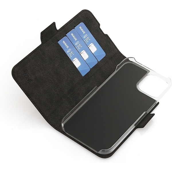 Wave BookCase - beskyttelsesetui, MagSafe-kompatibelt, iPhone 15, sort Svart