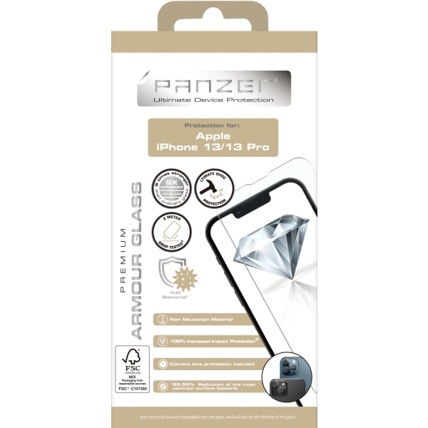 panzer iPhone 13/13 Pro/14 Panserglas Transparent