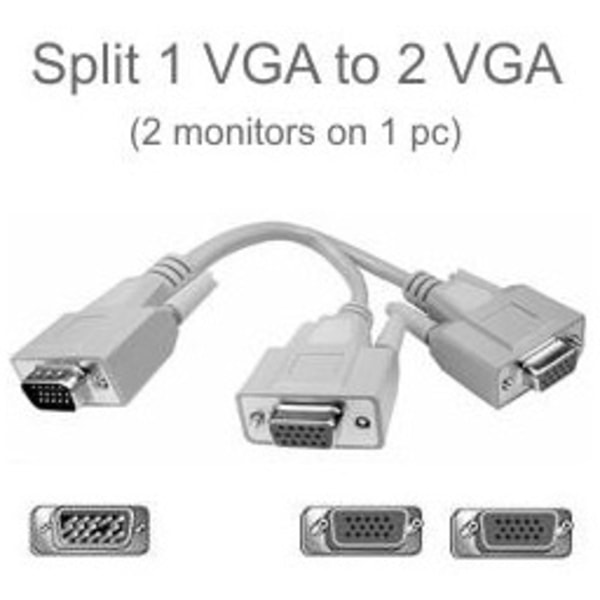 VGA-splitter, 1 VGA han til 2 VGA hun