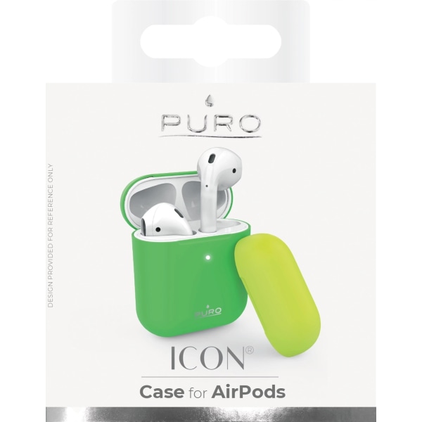 Puro Icon Fluo, silikonikotelo AirPodsille, vihreä