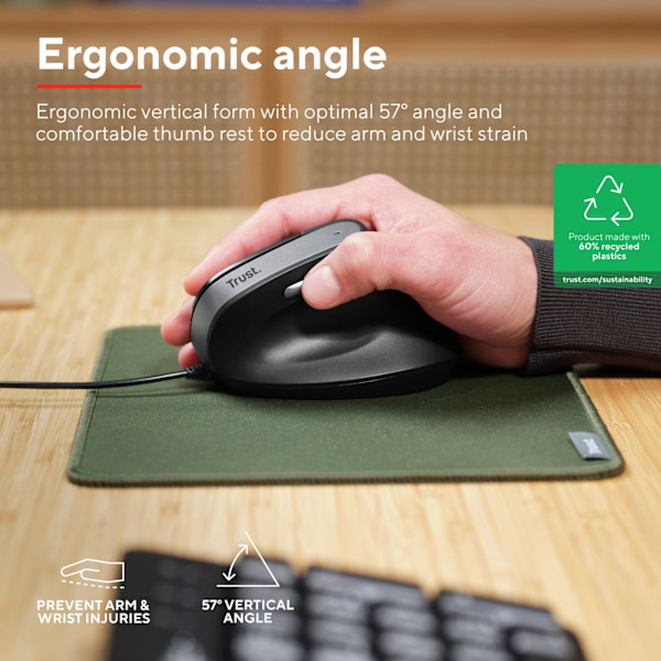 Trust Bayo II Ergonomisk mus Sort