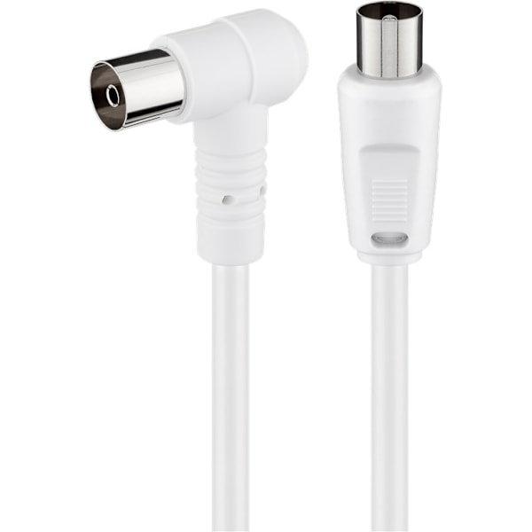 Goobay Vinklad antennkabel (80 dB), dubbelskärmad koaxial-plugg > koaxial-uttag 90° (helt skärmad), 1.5 m