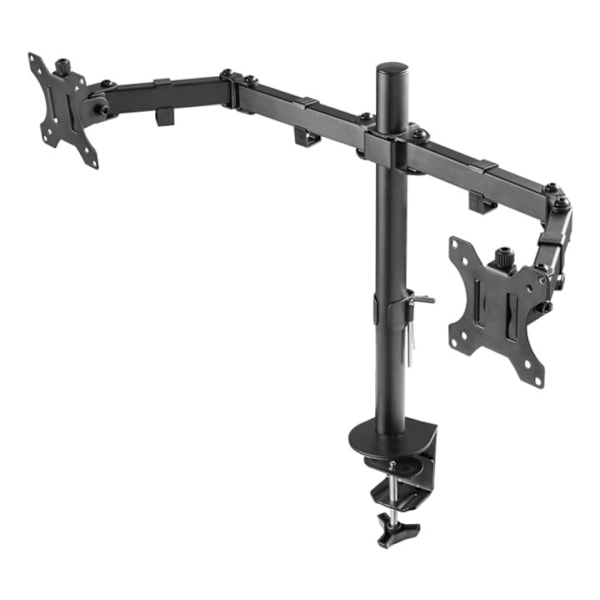 DELTACO GAMING Dual monitor desk mount, 13"-32" screens, VESA 75x75/10 Sort
