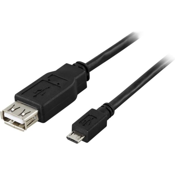 DELTACO USB-adapter Typ A ho - Typ Micro-B ha, 0,2m, OTG, svart