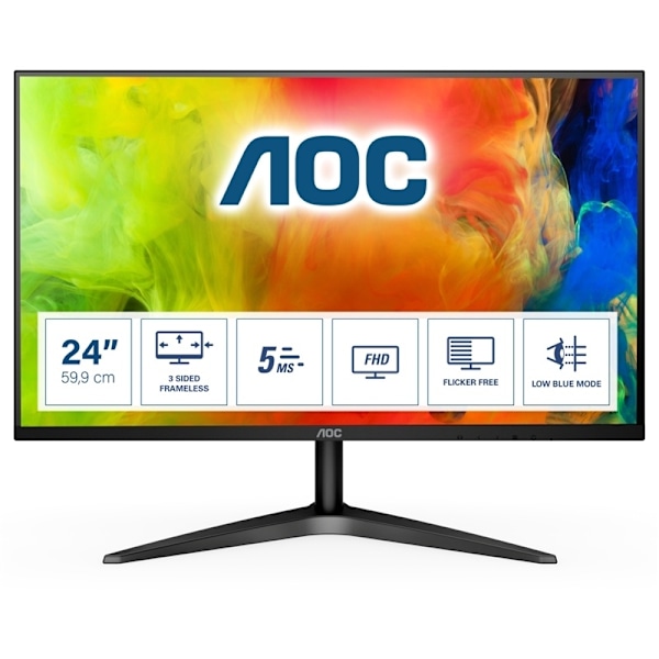 AOC B1 24B1H platta pc-skärmar 61 cm (24") 1920 x 1080 pixlar Full HD LED Svart