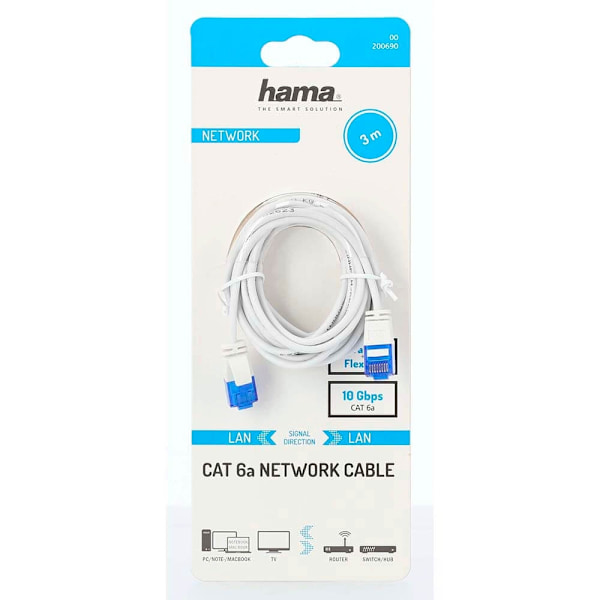 Hama Nätverkskabel CAT6a Slim U/UTP 3,0m Vit