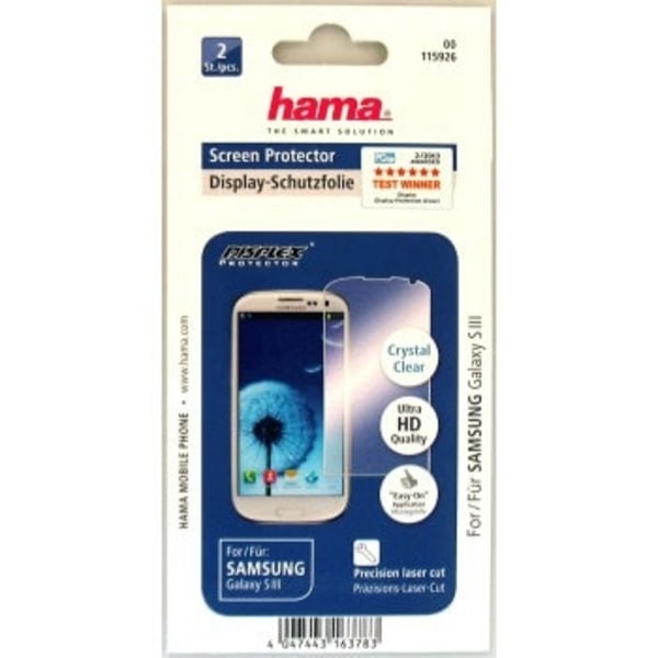 Hama Skærmbeskyttelse Samsung Galaxy S3 Crystal Clear 2-pak Transparent