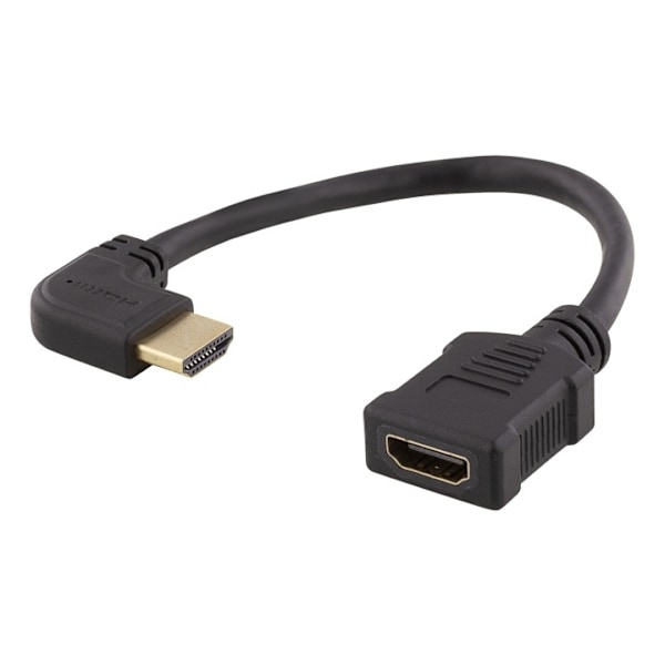DELTACO Flexible HDMI adapter, 0,2m, left-angled, HDMI M/F, UHD, black