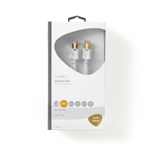 Nedis CAT6 Nätverkskabel | RJ45 hane | RJ45 hane | F/UTP | 5.00 m | Rund | LSZH / PVC | Vit | Kartong med fönster
