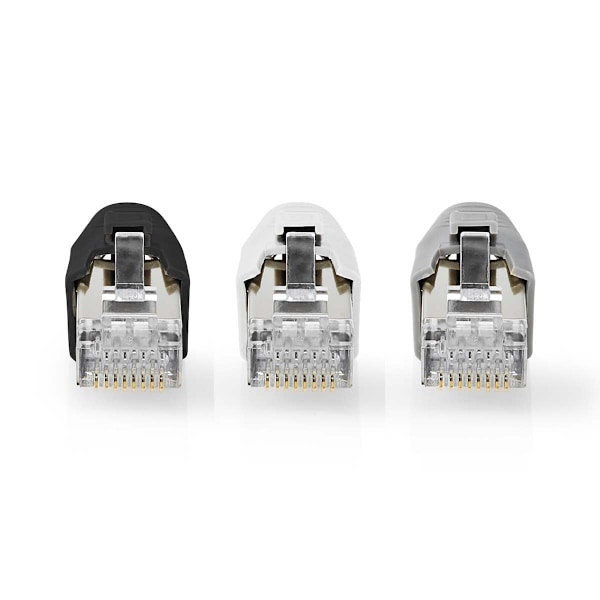 Nedis RJ45-stik | RJ45 Pass Through | Fast/strenget FTP CAT7 | Lige | Guldplateret | 10 stk. | PVC | Grå / Hvid / Sort | Box