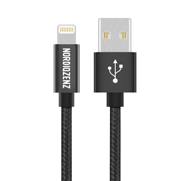 NORDIQZENZ Lightning Tekstilkabel, 2m, Sort