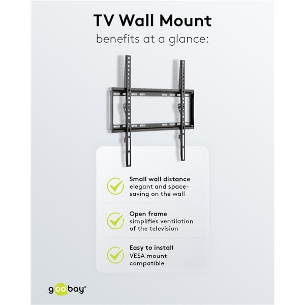 Goobay TV-väggfäste Basic FIXED (M) för TV-apparater från 32 till 55 tum (81-140 cm) upp till 35 kg
