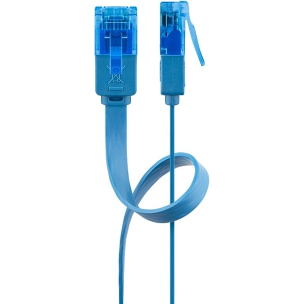 Goobay CAT 6A platt patchkabel, U/UTP, blå kopparledare (CU), 3 m