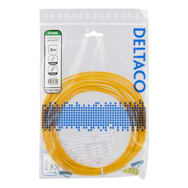 Deltaco OS2 Fiber cable, LC – LC, simplex, singlemode, UPC, 8m