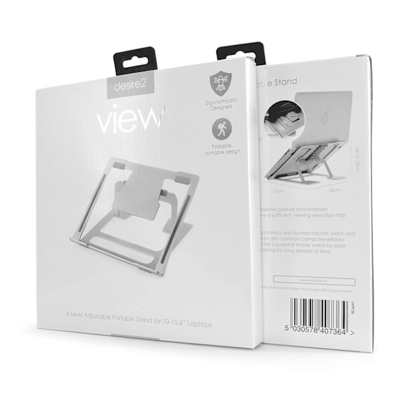 Desire2 Laptopställ Supreme Lite Portable 6 olika höjder Silver