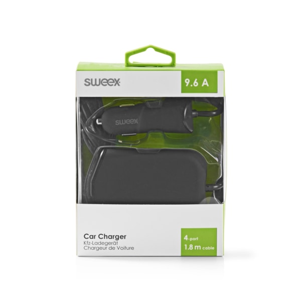 Sweex Billaddare 4-Utgångar 9.6 A USB Svart