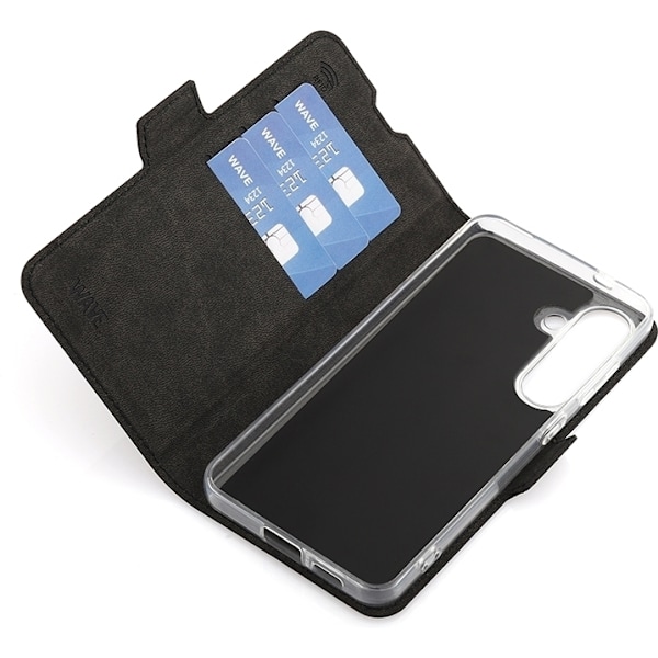 Wave BookCase -beskyttelseskal, Samsung Galaxy S24, sort Svart