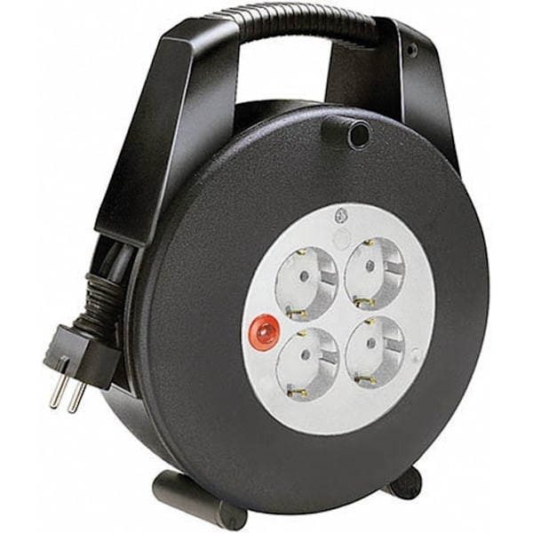 Brennenstuhl kabelvinda 4xCEE 7/4, 1xCEE 7/7, IP 44,brytare, 15m,svart (1094200)
