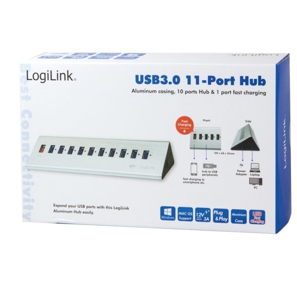 LogiLink USB 3.0-hub 10+1 fast charge (UA0229)