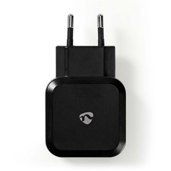 Nedis Vægoplader | 24 W | Hurtigopladningsfunktion | 2x 2.4 A A | Antal output: 2 | 2x USB-A | Uden Kabel | Single Voltage Output Sort