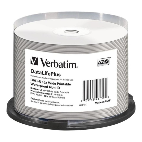 Verbatim DVD-R AZO 4.7GB 16X DL+ WIDE GLOSSY WATERPROOF PRINTABL