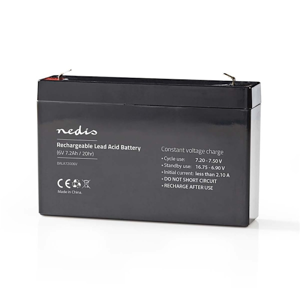Nedis Uppladdningsbart blybatteri | Bly-syra | Uppladdningsbara | 6 V | 7200 mAh