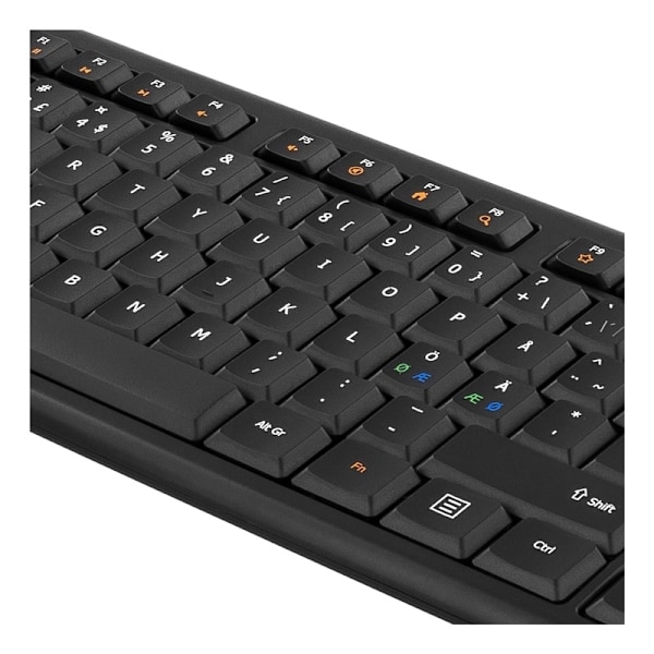 DELTACO Tastatur, nordisk layout, USB, 1,1m kabel, sort