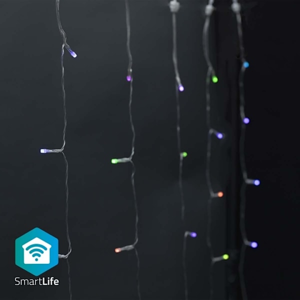Nedis SmartLife Jouluvalot | Verho | Wi-Fi | RGB | 180 LED's | 3 m | Android™ / IOS Valkoinen