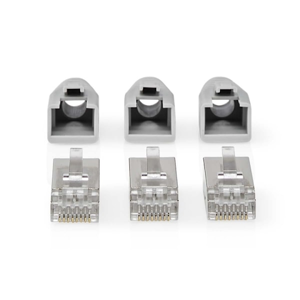 Nedis RJ45-stik | RJ45 Pass Through | Fast/strenget FTP CAT6 | Lige | Guldplateret | 10 stk. | PVC | Grå / Hvid / Sort | Box