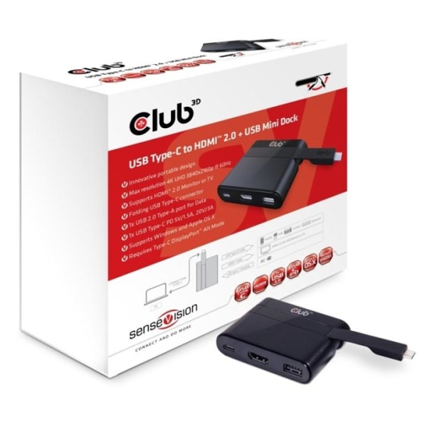 CLUB3D USB Type-C to HDMIT 2.0 + USB 2.0 + USB Type-C Charging M
