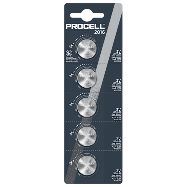 Procell Lithium CR2016, 3v 5ct Retail