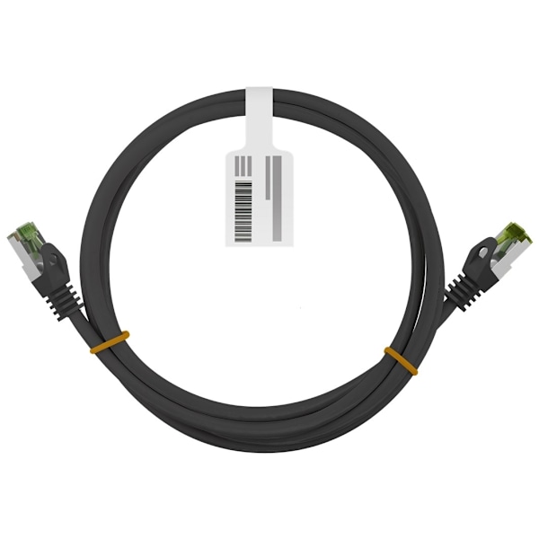 Goobay GHMT-certifierad CAT 8.1 patchkabel, S/FTP (PiMF), svart kopparledare, LSZH halogenfri kabelhölje, 1 m