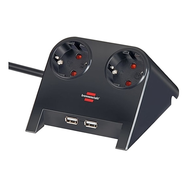 Brennenstuhl Desktop-Power USB-Charger Stikdåse 2-stik Sort 1.8m