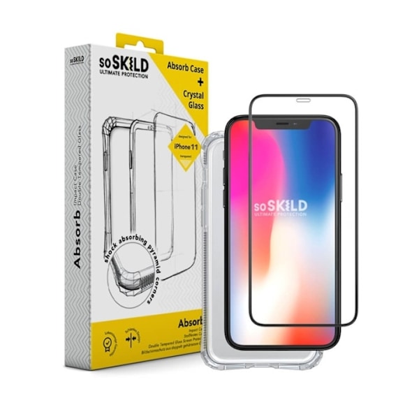 SoSkild Mobilskal Absorb 2.0 Impact Case Bundle iPhone 11 Pro Max  Inkl. Temp. Glas Skärmskydd Transparent
