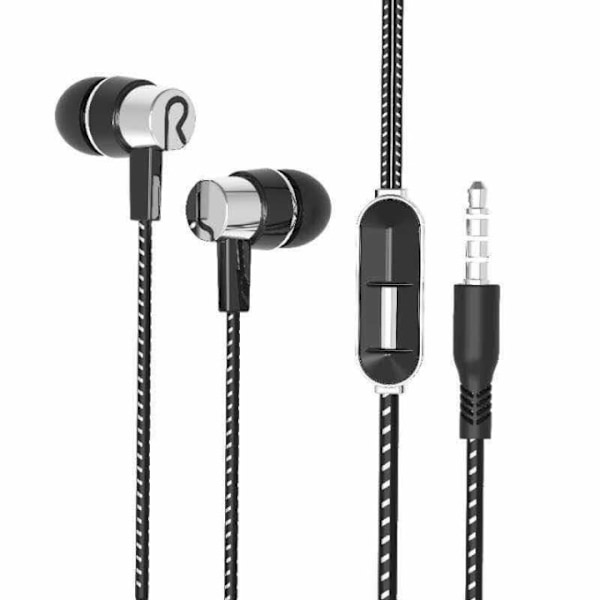 In-ear hörlur med mikrofon, Svart/Silver Svart
