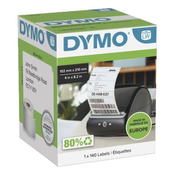 Dymo® LabelWriter 102x210mm, Vit, 1 Rulle x140 Etiketter