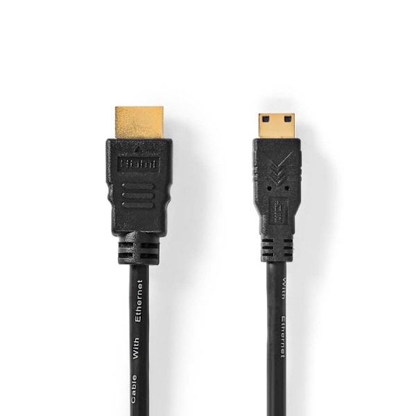 Nedis High Speed ​​HDMI ™ kabel med Ethernet | HDMI™ Stik | HDMI™ Mini-stik | 4K@30Hz | 10.2 Gbps | 2.00 m | Runde | PVC | Sort | Box