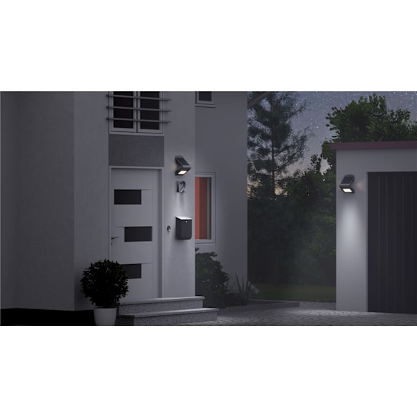 Goobay LED soldriven vägglampa med rörelsedetektor, 1,5 W neutral vit belysning för husingångar, garageportar och trappor