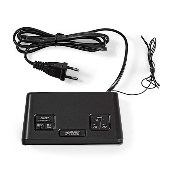 Nedis Digital vækkeur Radio | LED Display | 1x 3.5 mm Audio Input | Tidsprojektion | AM / FM | Snooze funktion | Sleep timer | Antal alarmer: 2 | Sort