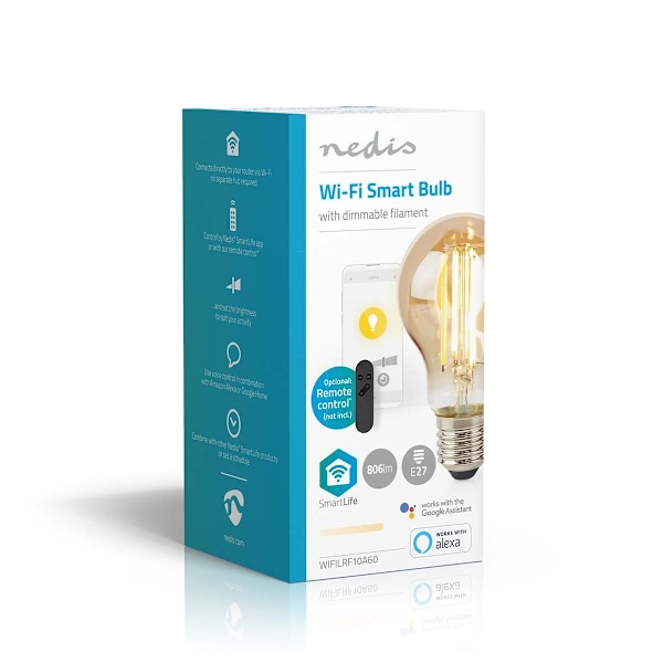 Nedis SmartLife LED vintage lampa | Wi-Fi | E27 | 806 lm | 7 W | Varm Vit | 1800 - 3000 K | Glas | Android™ / IOS | Glödlampa | 1 st