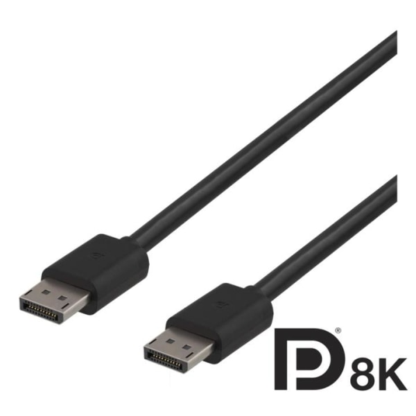 DELTACO DisplayPort kabel, DP 1.4, 7680x4320 i 60Hz, 2m, svart