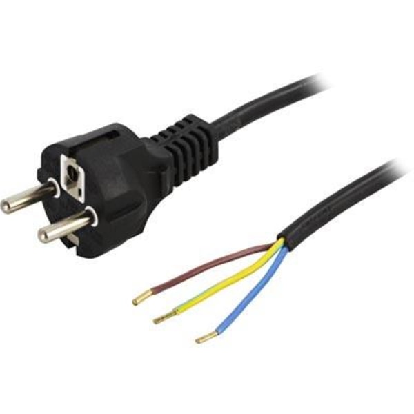 DELTACO Earthed device cable, straight CEE 7/7 max 250V / 10A, 2m