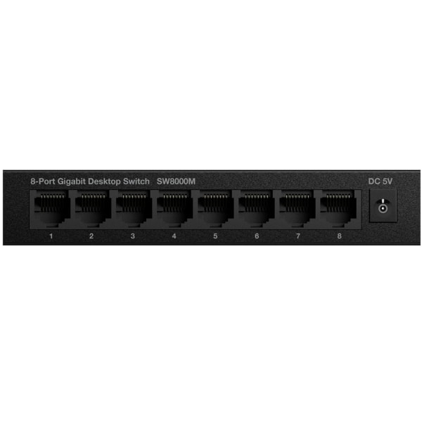 Stærk 8-ports Gigabit-switch Metal Sort