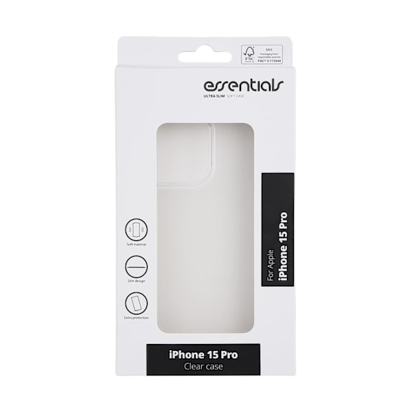 Essentials iPhone 15 Pro TPU back cover, transparent Transparent