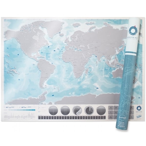 Ocean Scratch Map - kartta, johon raaputat paikkoja, joissa olet käynyt