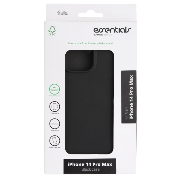 Essentials iPhone 14 Pro Max genanvendt TPU-cover, sort Svart