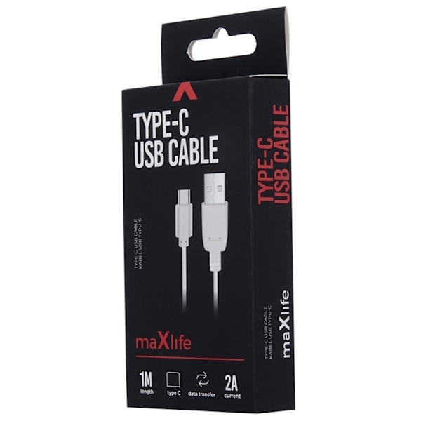 Maxlife USB-C pikalatauskaapeli (2A), 1m