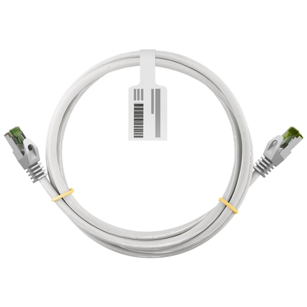 Goobay RJ45 patchkabel med CAT 8.1 S/FTP råkabel, AWG 26, vit kopparledare, LSZH halogenfri kabelhölje, RJ45-kontakt (CAT 6A)