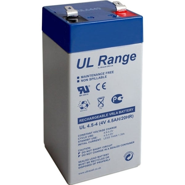 Ultracell Lyijyakku 4 V, 4,5 Ah (UL4,5-4) Faston (4,8 mm) Lyijyakku (4,8 mm)