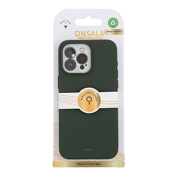 Onsala Mobilcover Silikonefølelse MagSeries Olivengrøn - iPhone 15 Pro Max Grön